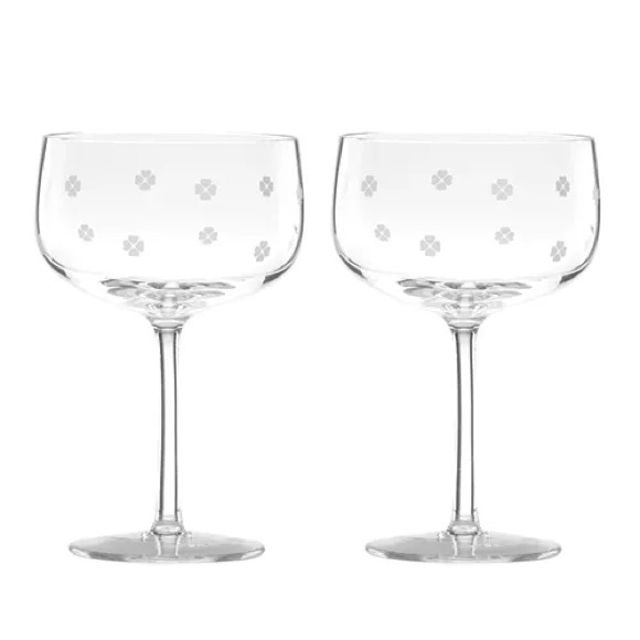 ♠️ NWT Kate Spade Elegant Glass Wine Goblets - Set of 2 - Picture 2 of 3